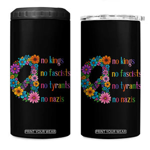 No Kings No Fascists No Tyrants No Nazis 4 in 1 Can Cooler Tumbler Resist Retro Boho Floral Peace Sign TS02 One Size: 16 oz Black Print Your Wear