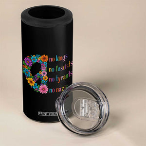 No Kings No Fascists No Tyrants No Nazis 4 in 1 Can Cooler Tumbler Resist Retro Boho Floral Peace Sign TS02 Print Your Wear