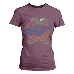 America Since 1776 T Shirt For Women 4th of July Retro Vintage Patriotic Eagle Pride TS02 Maroon Print Your Wear