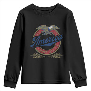 America Since 1776 Youth Sweatshirt 4th of July Retro Vintage Patriotic Eagle Pride TS02 Black Print Your Wear