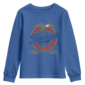 America Since 1776 Youth Sweatshirt 4th of July Retro Vintage Patriotic Eagle Pride TS02 Royal Blue Print Your Wear