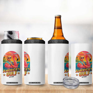 Americas Gulf Est 2025 4 in 1 Can Cooler Tumbler Funny Trump Flamingo Float Patriotic Beach TS02 Print Your Wear