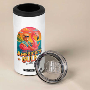 Americas Gulf Est 2025 4 in 1 Can Cooler Tumbler Funny Trump Flamingo Float Patriotic Beach TS02 Print Your Wear