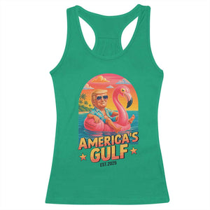 Americas Gulf Est 2025 Racerback Tank Top Funny Trump Flamingo Float Patriotic Beach TS02 Irish Green Print Your Wear