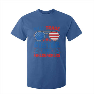 Will Trade Sister for Firecrackers T Shirt For Kid Funny 4th of July Patriotic Humor TS02 Royal Blue Print Your Wear