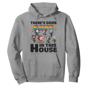 There's Some Gays in This House Hoodie Funny LGBTQ+ Horror Character Pride Mashup TS02 Sport Gray Print Your Wear