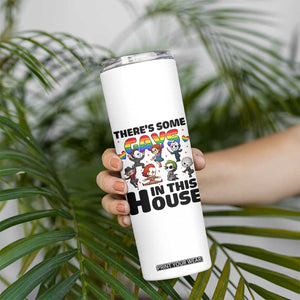 There's Some Gays in This House Skinny Tumbler Funny LGBTQ+ Horror Character Pride Mashup TS02 Print Your Wear