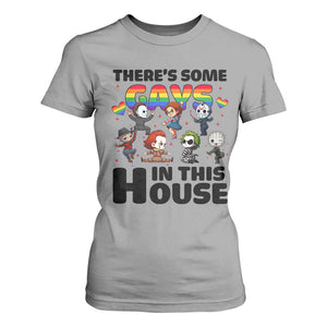 There's Some Gays in This House T Shirt For Women Funny LGBTQ+ Horror Character Pride Mashup TS02 Sport Gray Print Your Wear