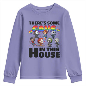 There's Some Gays in This House Youth Sweatshirt Funny LGBTQ+ Horror Character Pride Mashup TS02 Violet Print Your Wear