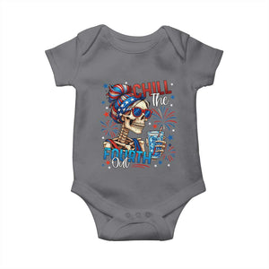 Chill the Fourth Out Skeleton Baby Onesie Funny Patriotic 4th of July Fireworks Party TS02 Charcoal Print Your Wear