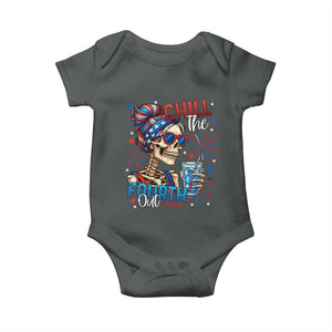 Chill the Fourth Out Skeleton Baby Onesie Funny Patriotic 4th of July Fireworks Party TS02 Dark Heather Print Your Wear