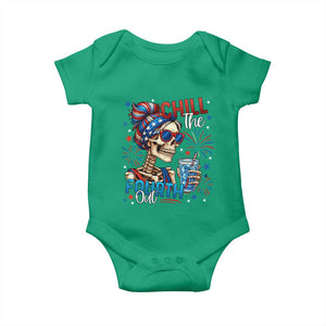 Chill the Fourth Out Skeleton Baby Onesie Funny Patriotic 4th of July Fireworks Party TS02 Irish Green Print Your Wear