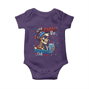 Chill the Fourth Out Skeleton Baby Onesie Funny Patriotic 4th of July Fireworks Party TS02 Purple Print Your Wear