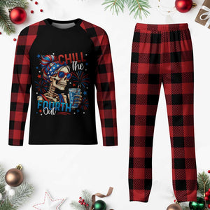 Chill the Fourth Out Skeleton Plaid Pajama Set Funny Patriotic 4th of July Fireworks Party TS02 Buffalo Plaid Print Your Wear