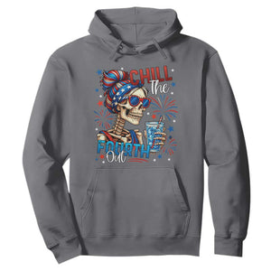 Chill the Fourth Out Skeleton Hoodie Funny Patriotic 4th of July Fireworks Party TS02 Charcoal Print Your Wear