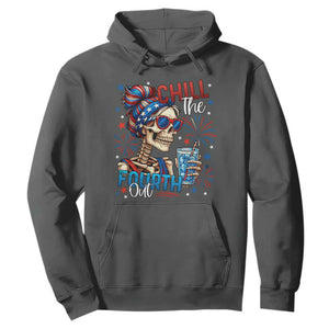 Chill the Fourth Out Skeleton Hoodie Funny Patriotic 4th of July Fireworks Party TS02 Dark Heather Print Your Wear