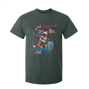 Chill the Fourth Out Skeleton T Shirt For Kid Funny Patriotic 4th of July Fireworks Party TS02 Dark Forest Green Print Your Wear
