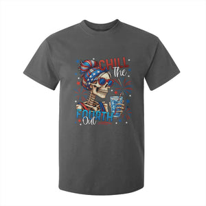 Chill the Fourth Out Skeleton T Shirt For Kid Funny Patriotic 4th of July Fireworks Party TS02 Dark Heather Print Your Wear