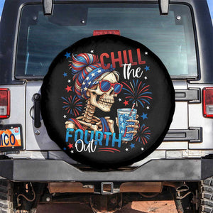 Chill the Fourth Out Skeleton Spare Tire Cover Funny Patriotic 4th of July Fireworks Party TS02 No hole Black Print Your Wear