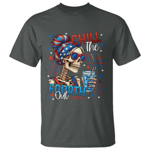 Chill the Fourth Out Skeleton T Shirt Funny Patriotic 4th of July Fireworks Party TS02 Dark Heather Print Your Wear