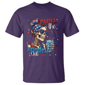 Chill the Fourth Out Skeleton T Shirt Funny Patriotic 4th of July Fireworks Party TS02 Purple Print Your Wear