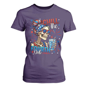 Chill the Fourth Out Skeleton T Shirt For Women Funny Patriotic 4th of July Fireworks Party TS02 Purple Print Your Wear