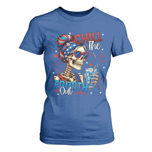 Chill the Fourth Out Skeleton T Shirt For Women Funny Patriotic 4th of July Fireworks Party TS02 Royal Blue Print Your Wear