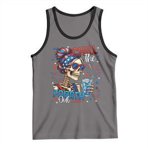 Chill the Fourth Out Skeleton Tank Top Funny Patriotic 4th of July Fireworks Party TS02 Deep Heather Black Print Your Wear