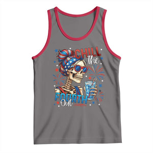 Chill the Fourth Out Skeleton Tank Top Funny Patriotic 4th of July Fireworks Party TS02 Deep Heather Red Print Your Wear