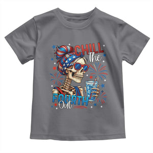Chill the Fourth Out Skeleton Toddler T Shirt Funny Patriotic 4th of July Fireworks Party TS02 Charcoal Print Your Wear
