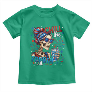 Chill the Fourth Out Skeleton Toddler T Shirt Funny Patriotic 4th of July Fireworks Party TS02 Irish Green Print Your Wear