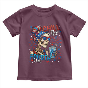 Chill the Fourth Out Skeleton Toddler T Shirt Funny Patriotic 4th of July Fireworks Party TS02 Maroon Print Your Wear