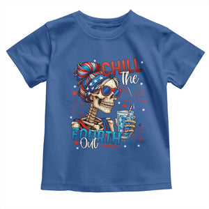 Chill the Fourth Out Skeleton Toddler T Shirt Funny Patriotic 4th of July Fireworks Party TS02 Royal Blue Print Your Wear