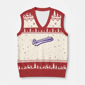 Geauxmaha Vintage Throwback Design V-Neck Knit Sweater Vest Gold Baseball Fan TS02 Beige Red Print Your Wear