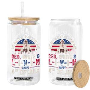 Red White and Livin Happy 4th of July Patriotic Glass Can Funny Retro Movie Quote You Gotta Keep On Living Man TS02 Print Your Wear