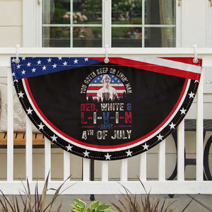 Red White and Livin Happy 4th of July Patriotic Fan Flag Funny Retro Movie Quote You Gotta Keep On Living Man
