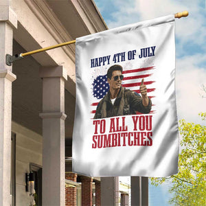 Happy 4th of July To All You Sumbitches Patriotic Graphic Garden Flag Funny Fighter Pilot Retro Action Movie Humor Inspo TS02 Print Your Wear