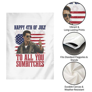 Happy 4th of July To All You Sumbitches Patriotic Graphic Garden Flag Funny Fighter Pilot Retro Action Movie Humor Inspo TS02 Print Your Wear