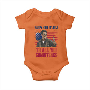Happy 4th of July To All You Sumbitches Patriotic Graphic Baby Onesie Funny Fighter Pilot Retro Action Movie Humor Inspo TS02 Orange Print Your Wear