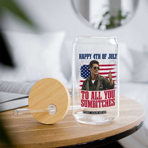 Happy 4th of July To All You Sumbitches Patriotic Graphic Glass Can Funny Fighter Pilot Retro Action Movie Humor Inspo TS02 Print Your Wear