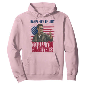 Happy 4th of July To All You Sumbitches Patriotic Graphic Hoodie Funny Fighter Pilot Retro Action Movie Humor Inspo TS02 Light Pink Print Your Wear