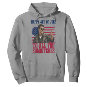 Happy 4th of July To All You Sumbitches Patriotic Graphic Hoodie Funny Fighter Pilot Retro Action Movie Humor Inspo TS02 Sport Gray Print Your Wear