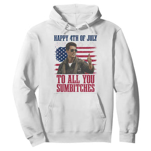 Happy 4th of July To All You Sumbitches Patriotic Graphic Hoodie Funny Fighter Pilot Retro Action Movie Humor Inspo TS02 White Print Your Wear