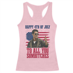 Happy 4th of July To All You Sumbitches Patriotic Graphic Racerback Tank Top Funny Fighter Pilot Retro Action Movie Humor Inspo