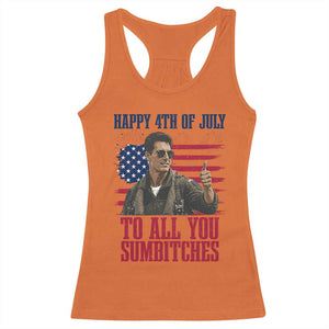 Happy 4th of July To All You Sumbitches Patriotic Graphic Racerback Tank Top Funny Fighter Pilot Retro Action Movie Humor Inspo