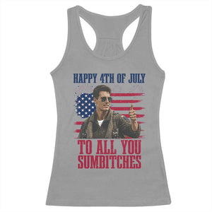 Happy 4th of July To All You Sumbitches Patriotic Graphic Racerback Tank Top Funny Fighter Pilot Retro Action Movie Humor Inspo