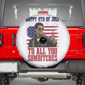 Happy 4th of July To All You Sumbitches Patriotic Graphic Spare Tire Cover Funny Fighter Pilot Retro Action Movie Humor Inspo TS02 White Print Your Wear