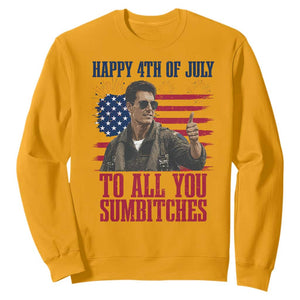 Happy 4th of July To All You Sumbitches Patriotic Graphic Sweatshirt Funny Fighter Pilot Retro Action Movie Humor Inspo