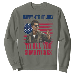 Happy 4th of July To All You Sumbitches Patriotic Graphic Sweatshirt Funny Fighter Pilot Retro Action Movie Humor Inspo
