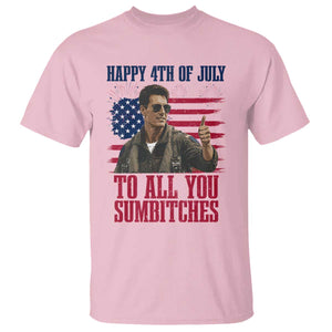 Happy 4th of July To All You Sumbitches Patriotic Graphic T Shirt Funny Fighter Pilot Retro Action Movie Humor Inspo TS02 Light Pink Print Your Wear